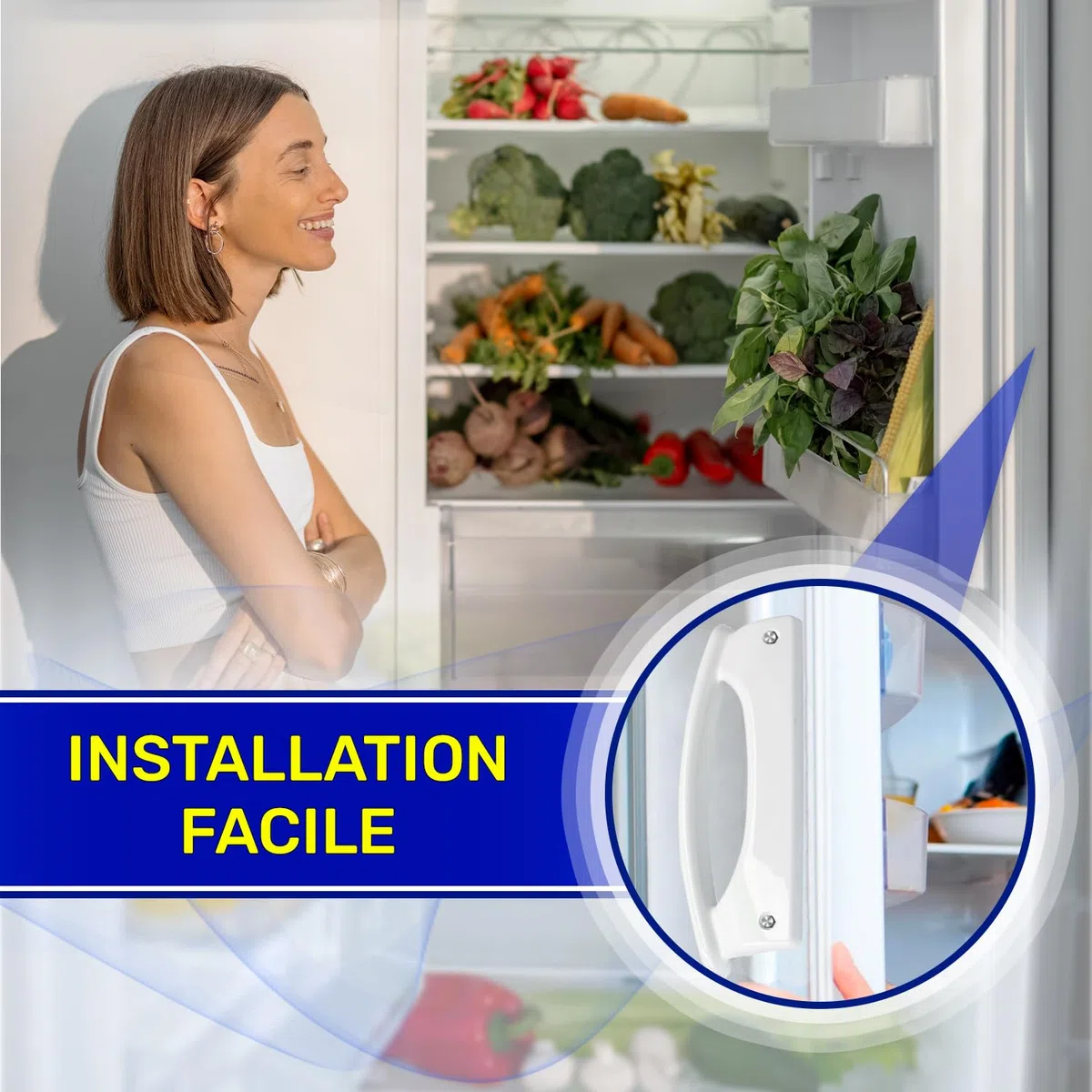 MONTERAL Poignée de Porte Réfrigérateur Longueur 205 mm Distance Entre les Trous 175 mm avec Code Original C00312114 pour Indesit 481246268876 461950232312 pour Whirlpool - Garantie de 10 Ans