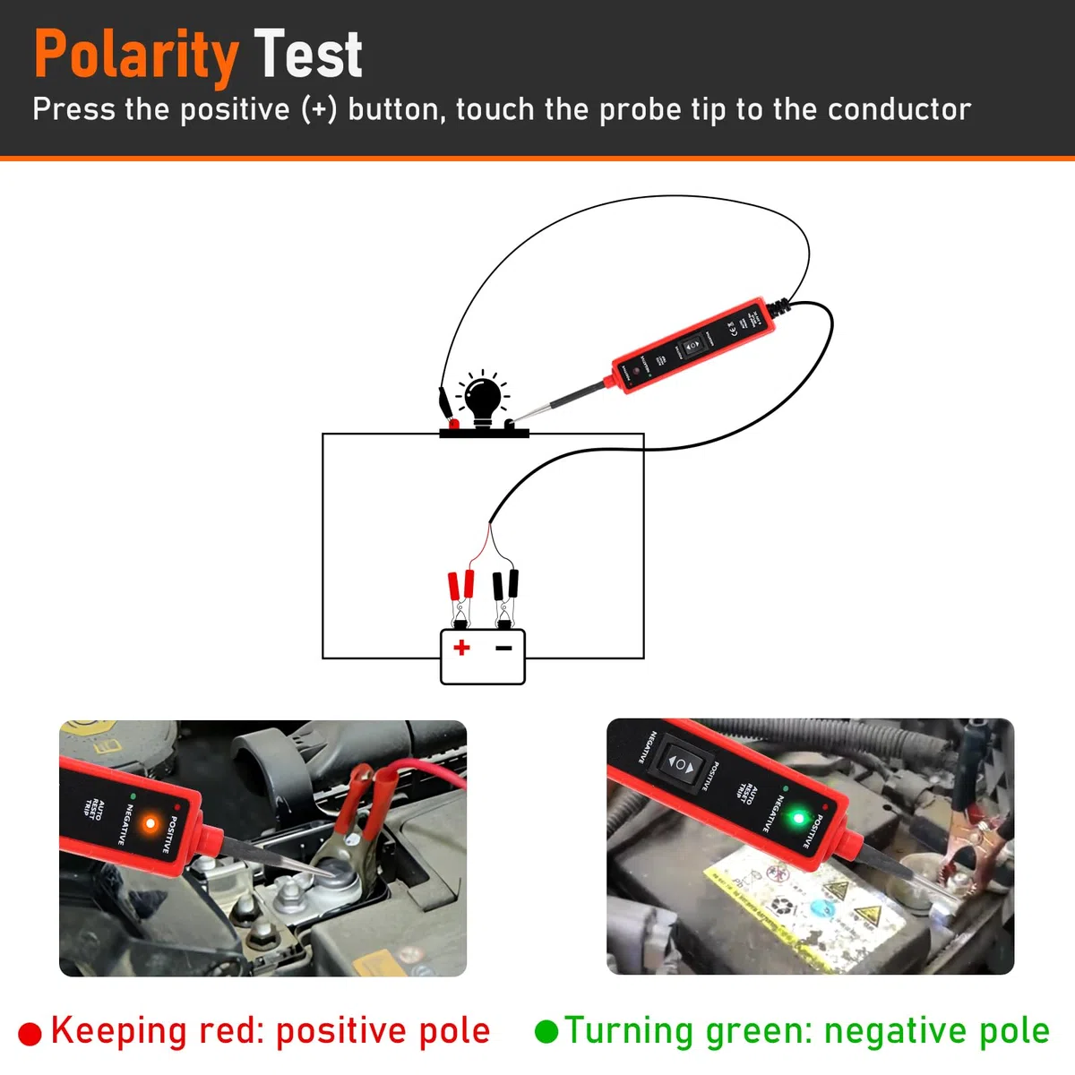 EXLECO Détecteur de Testeur de Circuit Électrique Voiture CC 6V 12V 24V Test Light Auto Lampe Temoin Analyseur de Circuit LED Sonde de Tension Électrique Automobiles Testeur de Système Électrique