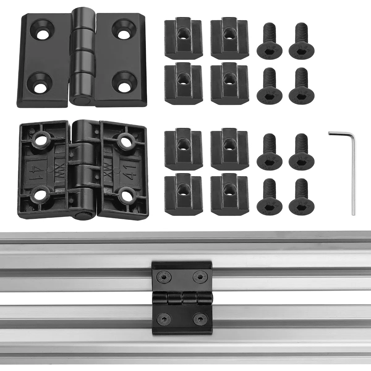 JiGiU Lot de 2 charnières M6 en aluminium 4040 Série Fentes 8 mm, charnière profilée en aluminium,Pour imprimante 3D DIY (espacement des trous : 40x30 mm)
