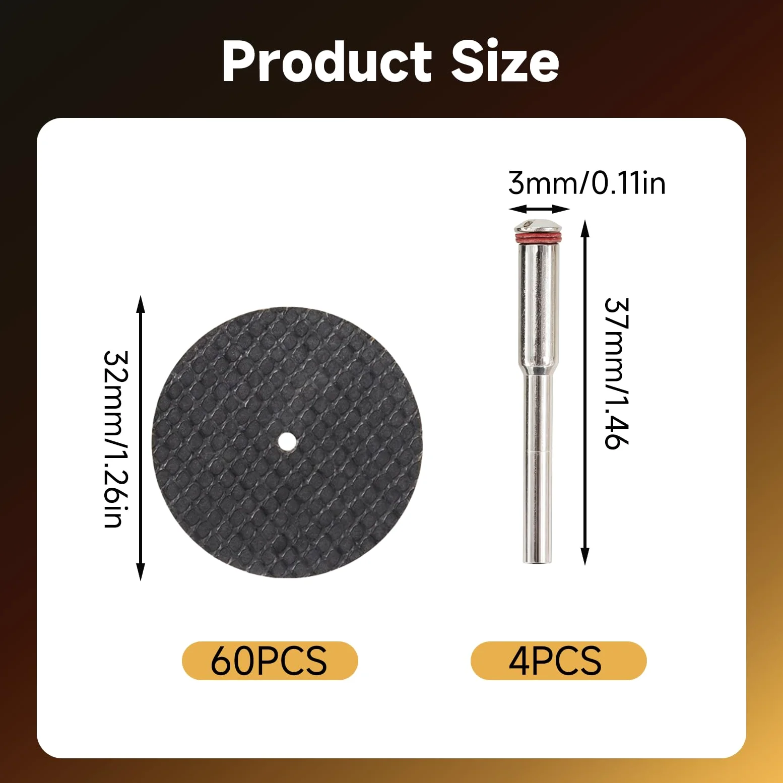 60 PCS Disques de Coupe pour Outils Rotatifs, Métal Disque Dremel Ø32mm avec 4 Mandrins 3mm, Mini Disques à Tronçonner Abrasifs pour Outils Rotatifs Accessoires Dremel de Découpe et Meulage