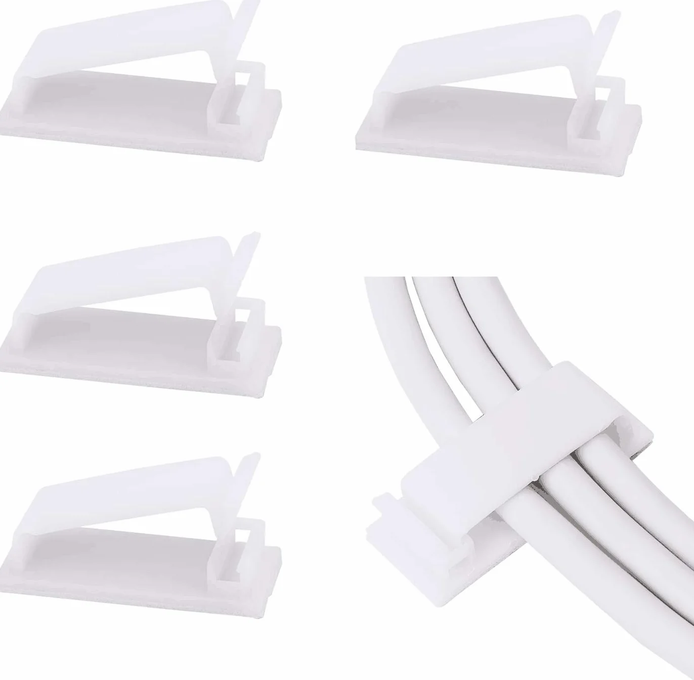 SOULWIT® Câble Management, 50PCS Clips de Câble Adhésifs pour Organiseur de Fils Electriques pour Câbles Ethernet et Système de Gestion de Câbles pour TV, PC, Ordinateur Portable, Bureau