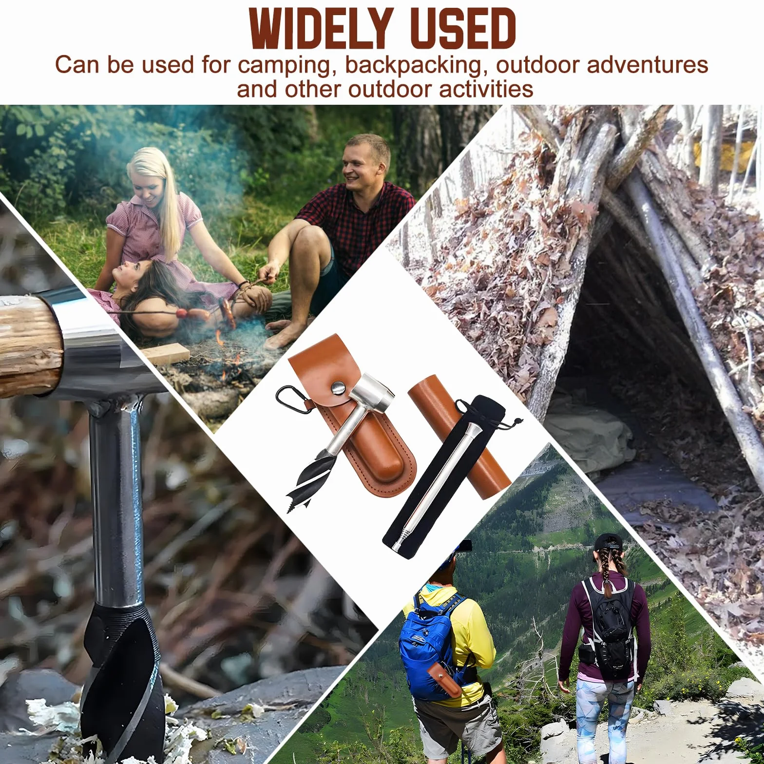 Outils De Survie Manuel,CHmiss Foret De Tarière à Bois,Perceuse à Main Pour Le Travail Du Bois,Screw Bushcraft Perceuse,Clé à Tarière à Main Bushcraft,Avec Pipe Rétractable, Pour Camping Gear