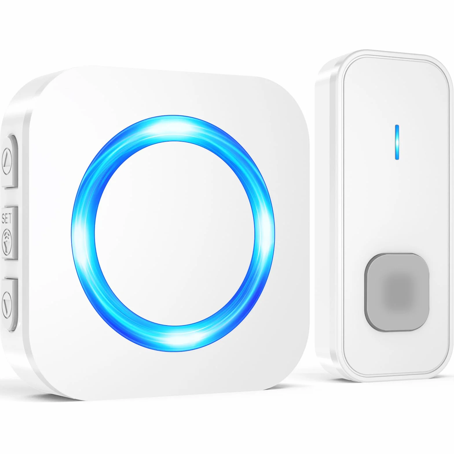 SURFOU Sonnette sans Fil Exterieur Étanche, Longue Portée 400M de Carillon Electronique Kit avec Récepteurs Enfichables, 55 Mélodies au 5 Niveaux Volumes pour Maison, Indicateur LED, Blanc