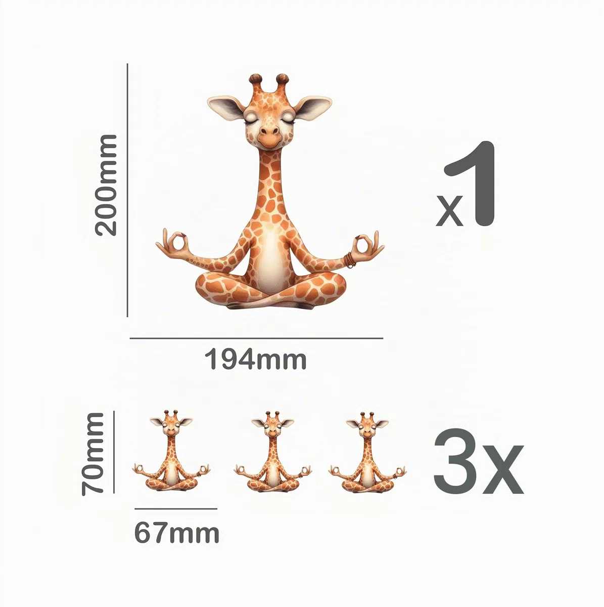 x4 Autocollants en vinyle girafe couvrent les marques, non transparents, imperméables, décalcomanies artistiques. 1@ 20cm de haut, idéal pour toilettes, sièges de toilette ou voiture. 3@ 7cm de haut