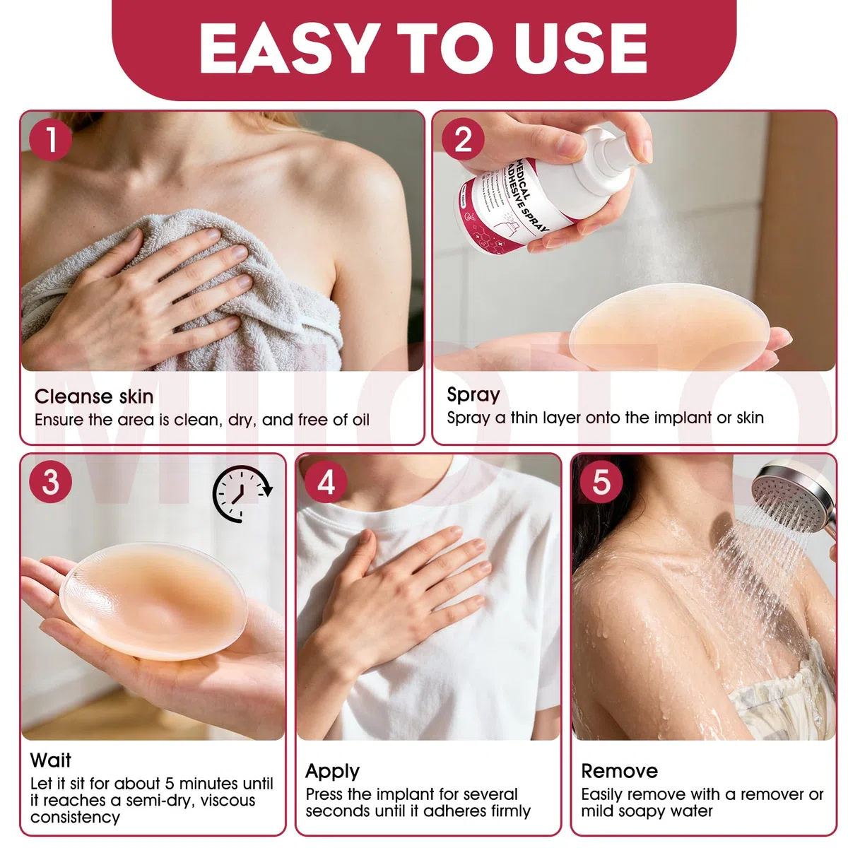 Prosthetic Adhesive, Colle pour Peau pour les Prothèses Mammaires en Silicone, Implants et les Effets Spéciaux, Résistant à l'Eau et Facile à Retirer, 100 ML