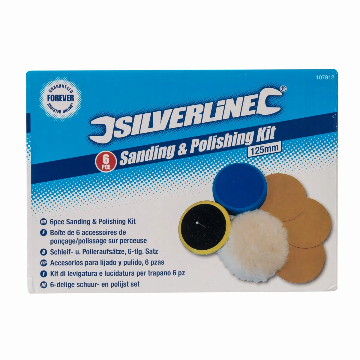 Silverline 107912 Boîte 6 pièces de ponçage/polissage sur perceuse 125 mm
