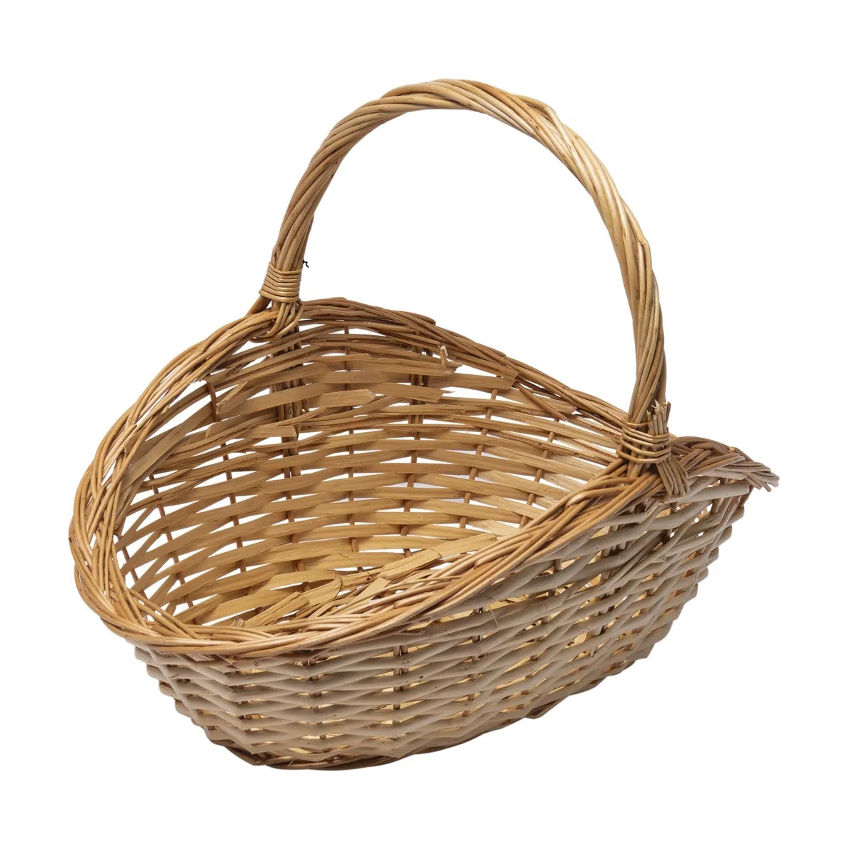 WERKA PRO Panier à Bûches en Osier Naturel - Forme Ovale avec Poignée Ergonomique - Dimensions 50 x 30 x H. 8/20 cm - Pratique et Élégant pour Salon ou Poêle à Bois