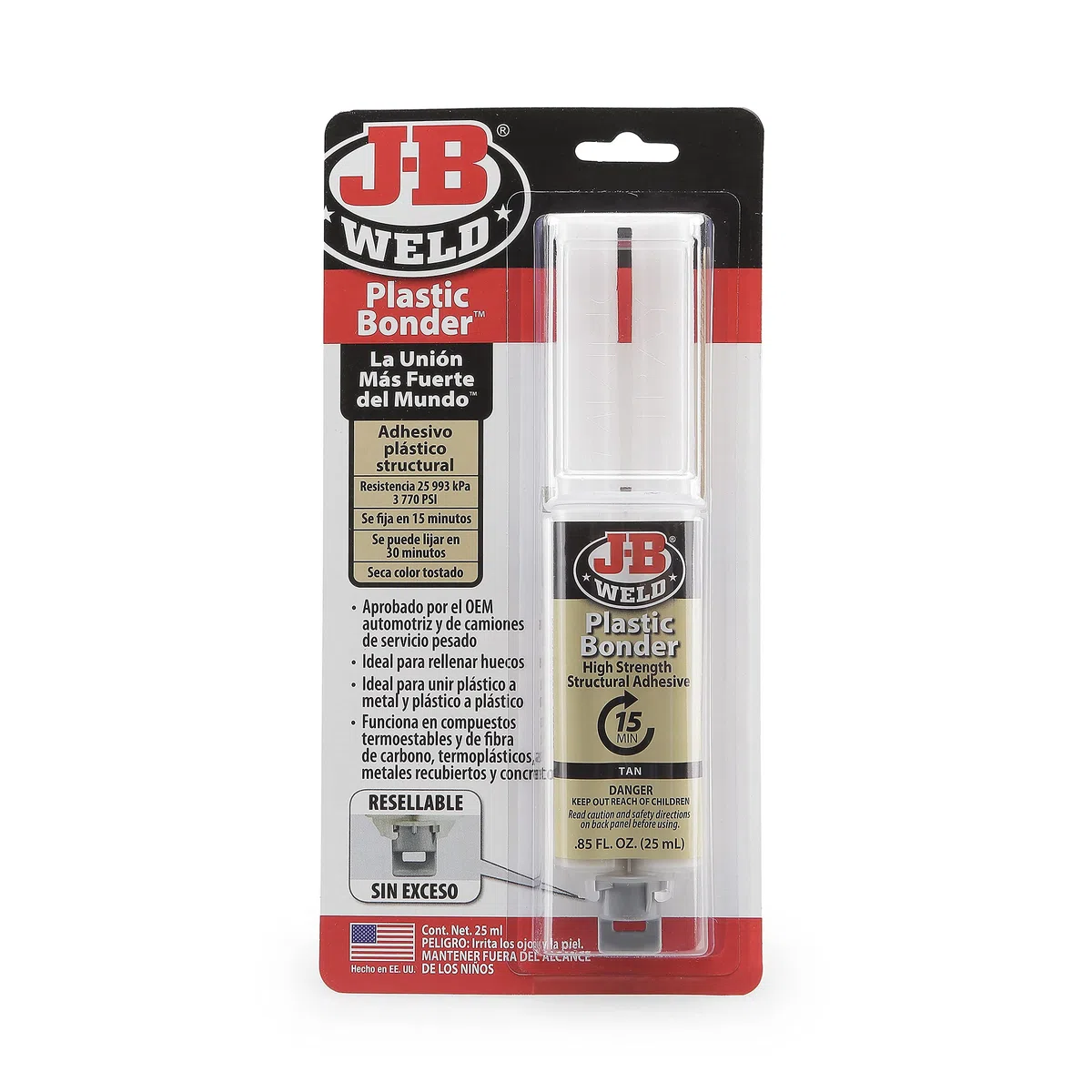 J-B Weld 50133SPA - Époxy - Fixation Rapide - Plusieurs Matériaux - Adhésif - Trous - Plastique - Plastique Métal - Réparations - Artisanat - Jouets - Moto - Industrie - Camions - 25 Ml