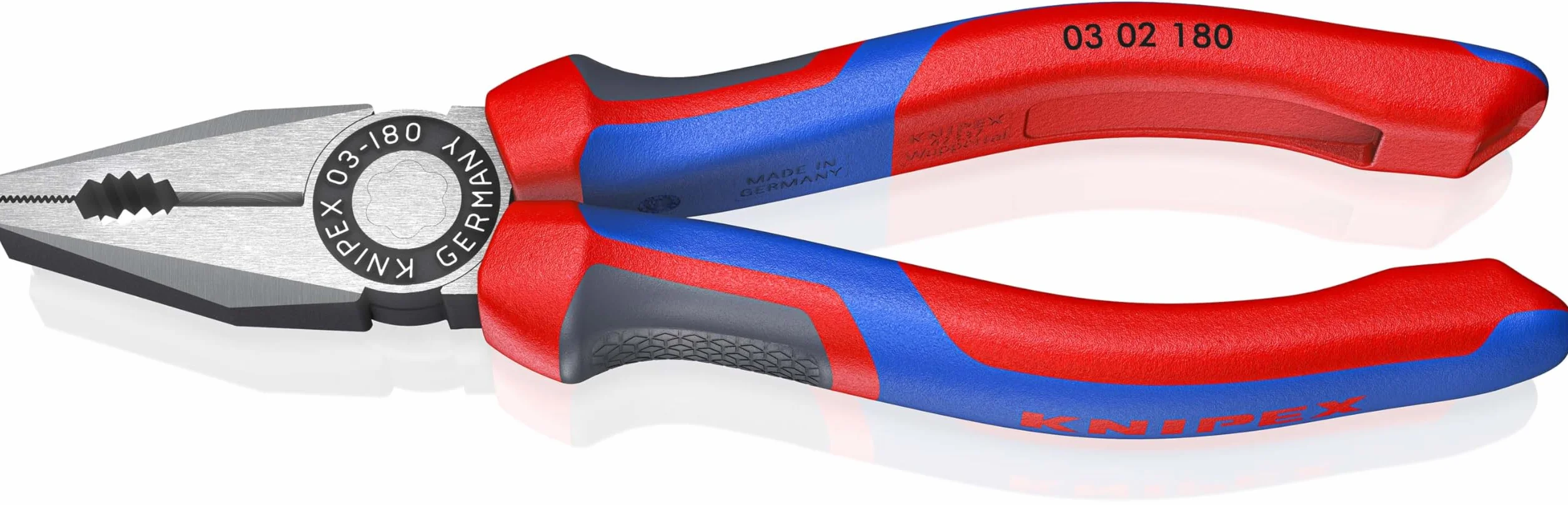 Knipex Pinces universelles, 180 mm, avec tranchants pour fils doux (Cuivre) et durs (Fil d'acier), saisit les matériaux plats et ronds, 03 02 180