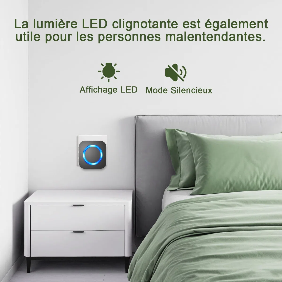 SURFOU Sonnette sans fil Extérieur Étanche, 400M Sonnette Longue Portée Carillon Electronique Kit avec Récepteurs, 55 Mélodies au 5 Niveaux Volumes pour Maison, Indicateur LED Bleu, Noir