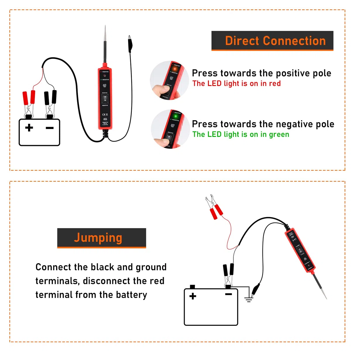 EXLECO Détecteur de Testeur de Circuit Électrique Voiture CC 6V 12V 24V Test Light Auto Lampe Temoin Analyseur de Circuit LED Sonde de Tension Électrique Automobiles Testeur de Système Électrique