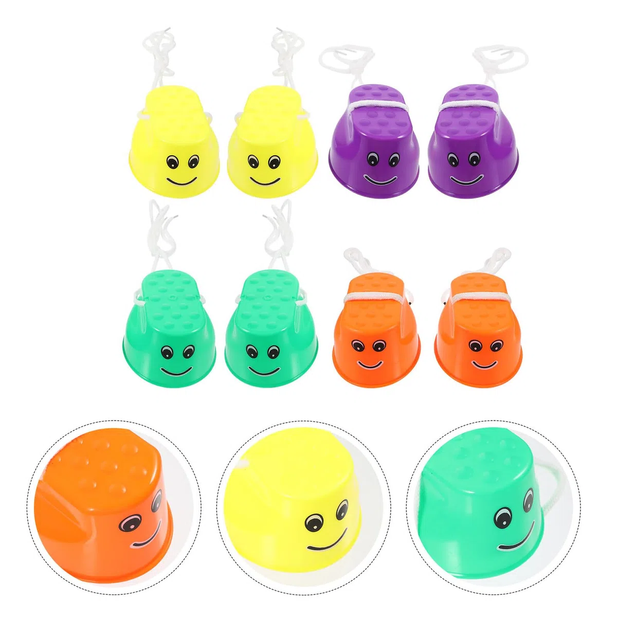 Échasses en Plastique Colorées pour Garçon et Filles 4 Paires Seaux D'équilibre Intégrés, Jouets Sportifs Éducatifs pour Activités de Plein Air et Développement Motricité