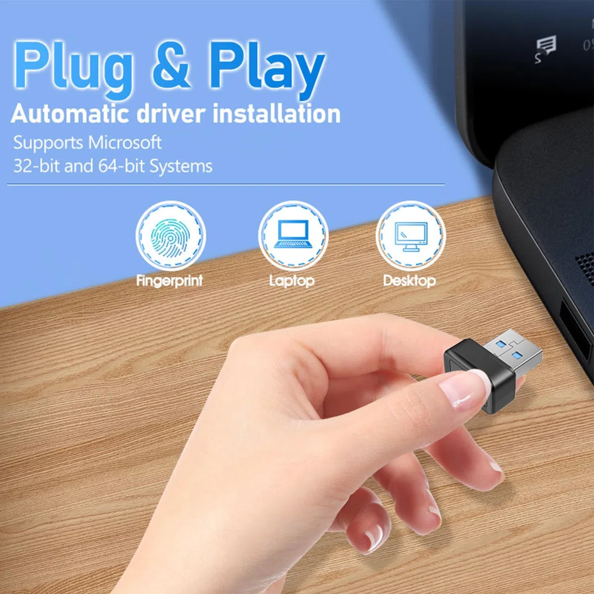 USB Fingerprint Reader-Fingerprint Reader PC, Clé de sécurité Fingerprint | Enregistrement de périphériques de sécurité Rapide, Scanner Tactile biométrique à 360 degrés pour Ordinateur Portable PC