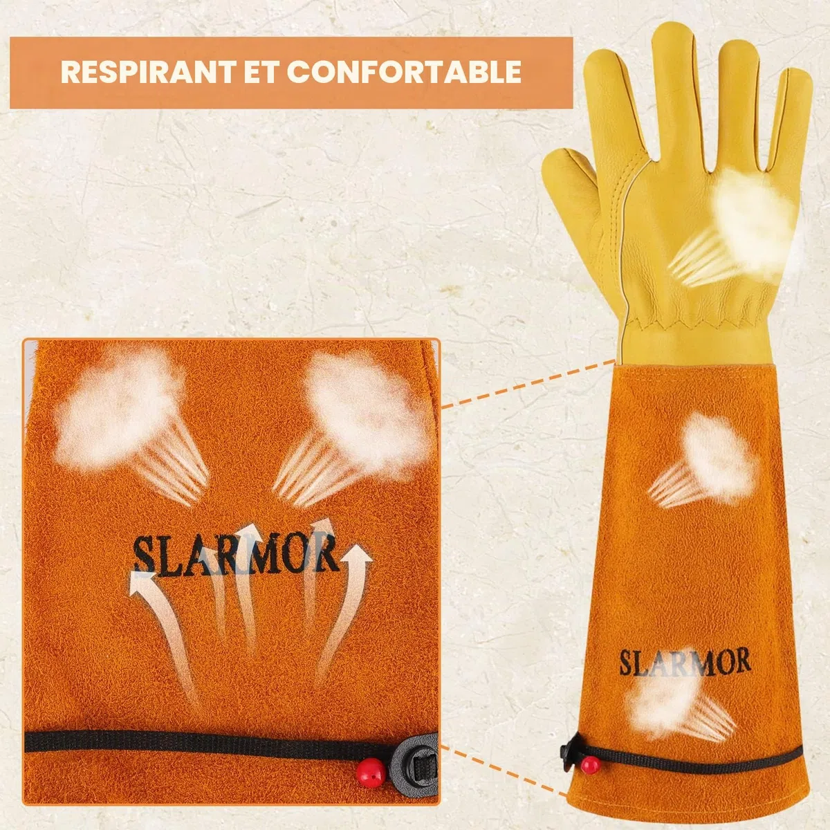 Gants de Jardinage pour Hommes/Femmes, Gants de Travail en Cuir de Vache Durables, Résistant aux épines - avec Protection des Avant-Bras pour Jardinier et Fermier, Épaississement Jaune,M