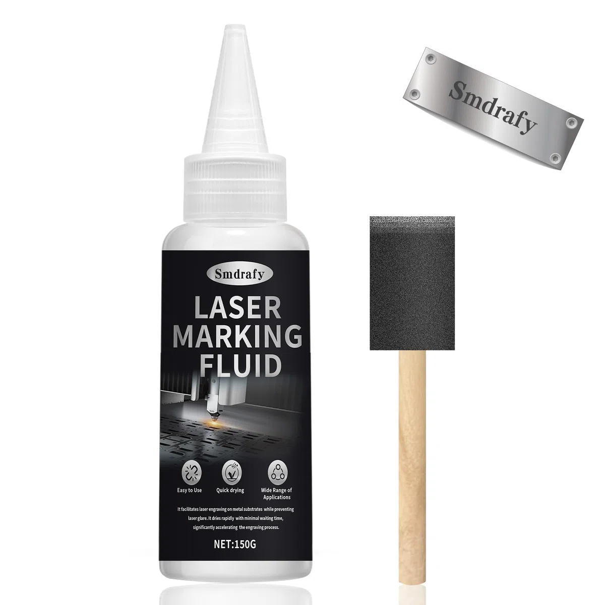 150ml Liquide de Gravure Laser, Fluide de Marquage Laser, Contraste Élevé, Séchage Rapide Poudre de Marquage Laser, Gravure Laser Convient à La Gravure Laser de Divers Métaux