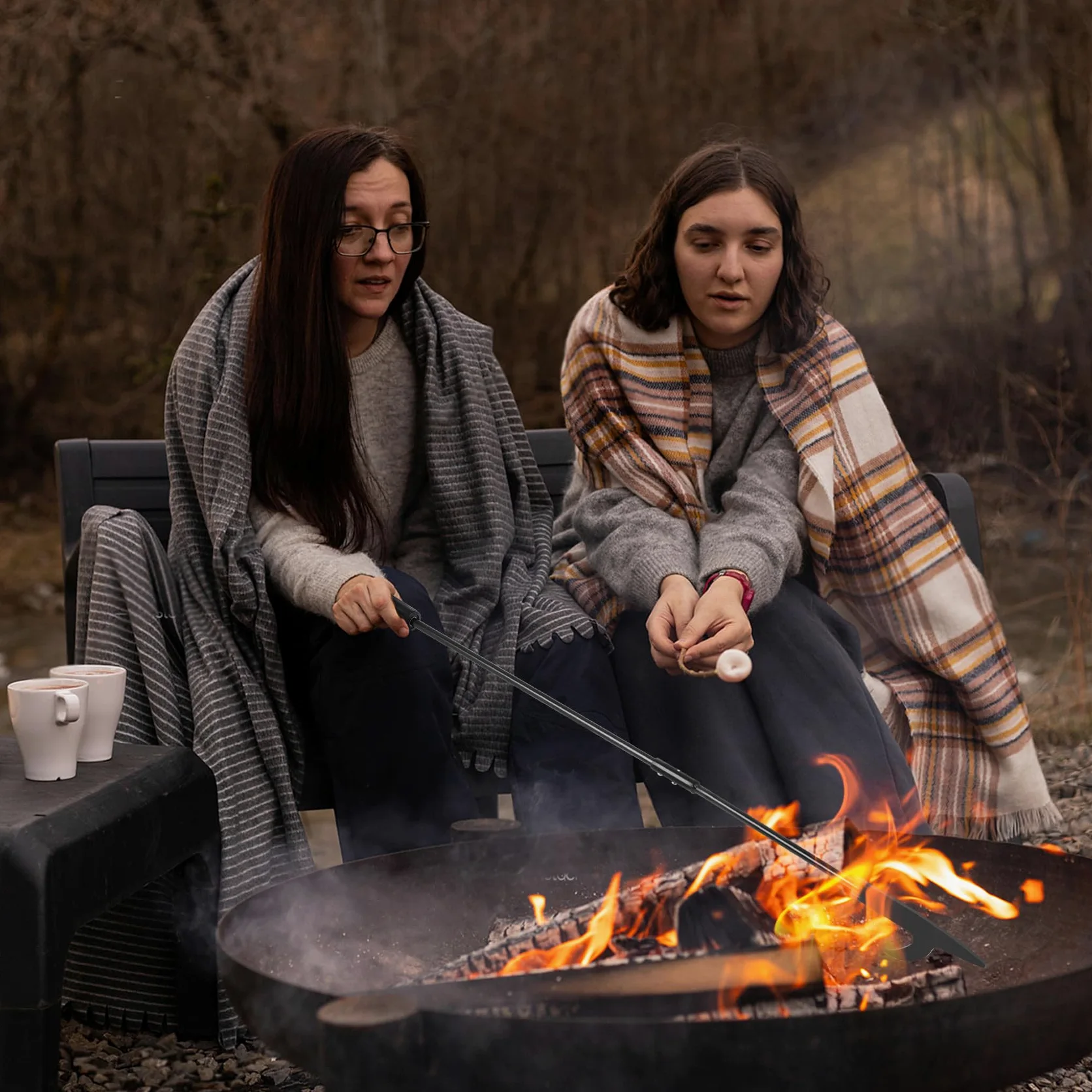 onlyfire Tisonnier de Cheminée 91 cm en Acier, Poker de Feu avec Crochet, Accessoire pour Poêle à Bois, Cheminée et Barbecue
