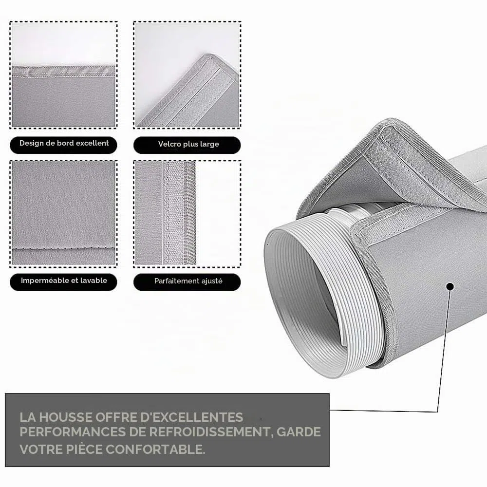 Gaine Isolante Pour Tuyau de Climatiseur,Protection Portable Pour Tuyau de Climatisation,Pour Tuyaux D'échappement de 12,7 cm et 15 cm de Diamètre,Avec 3 Bandes à Boucle Pour Intérieur et Extérieur