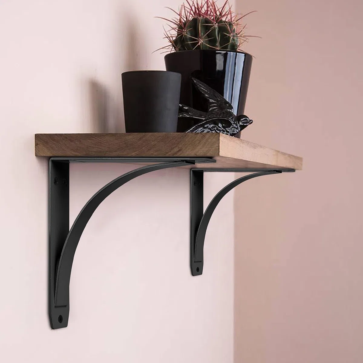 2 Pcs Equerre Etagere Murale Noir, Equerre Charge Lourde, Supports Équerre Étagère de Fixation Etagere Murale Vintage, Supports d'Étagère Murale à 90 Degrés Metal pour Meuble, 200x200x40 mm
