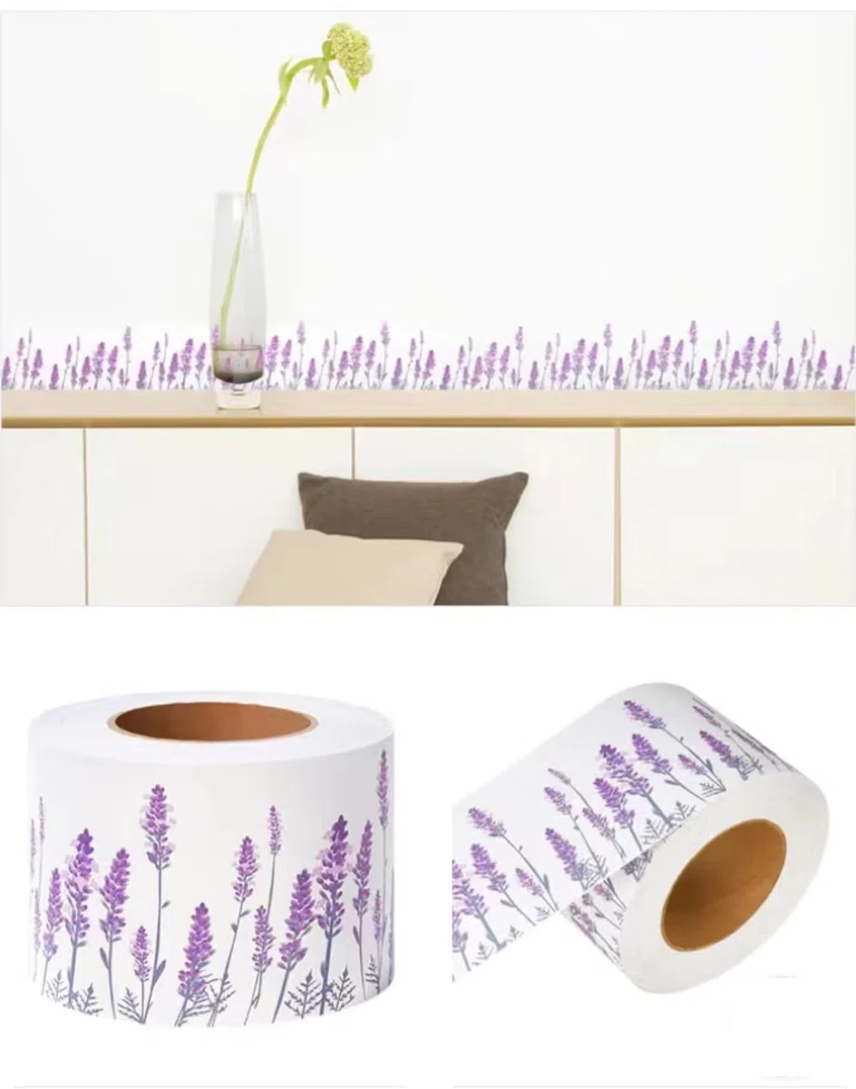 Frises Papier Peint Lavande violette 10 X 1000cm Moulure Murale Autocollant Murals Adhesif Murale Plinthe Adhesive PVC