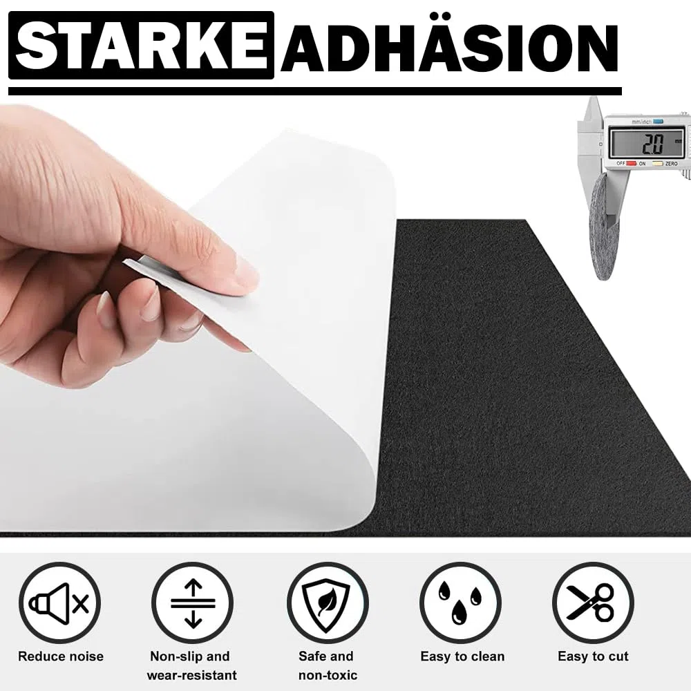 Feutrine Noire Autocollante, 40x200cm Rouleau Feutrine Adhesive,Tissu Feutre Epaisse 2mm,Feutrine autocollante pour Doublure de Boîte, Cadre Photo, Pied de Chaise, DIY, Halloween