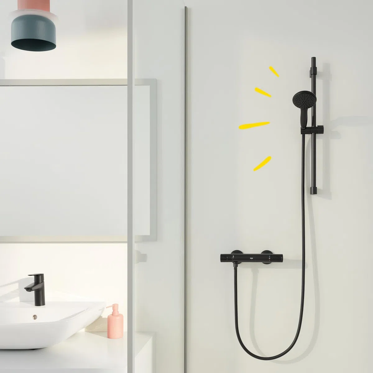 GROHE VitalioFlex Trend, Flexible de douche 1750mm, Surface lisse, Résistance jusqu'à 5 bars, Anti-pliures, Noir Mat, 287422432
