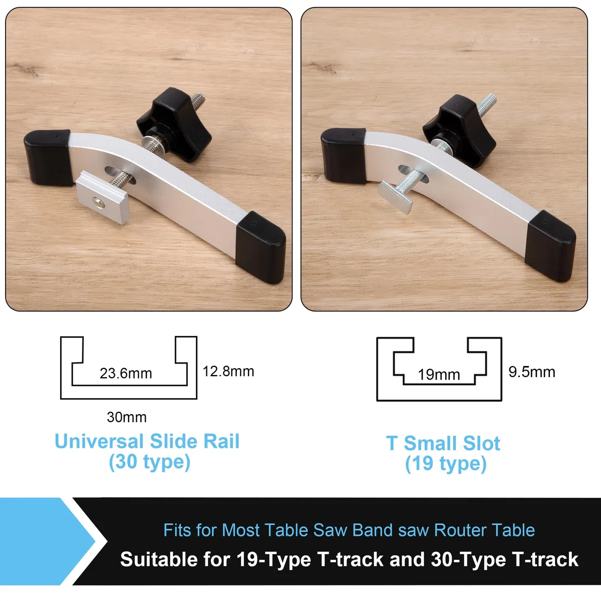 Serre Joint Rail de Guidage T-Track, Lots de 2 Serre Joint Rapide en T Alliage d'Aluminium T Track Pince de Serrage pour Outils de Travail du Bois et du Métal