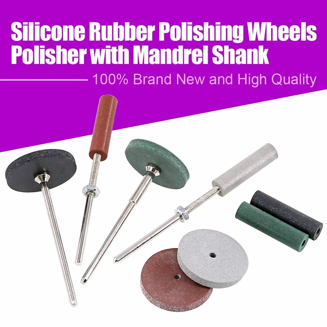 Swpeet Lot de 46 roues de polissage en caoutchouc de silicone, 40 pièces de 4 couleurs mélangées de laboratoire et de particules de polissage + 6 tiges de mandrin parfaits