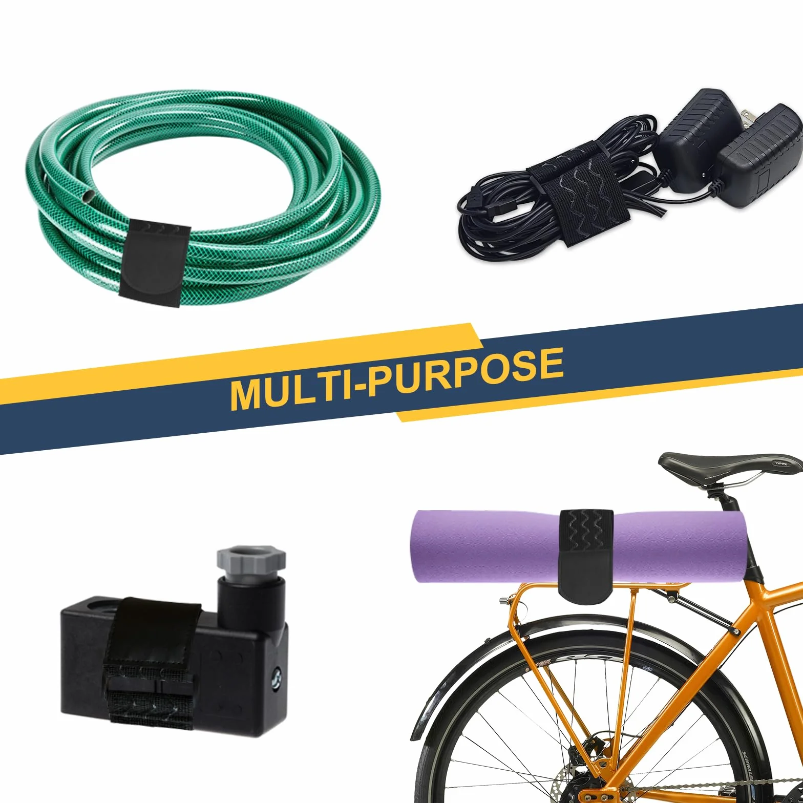 Upbeat Sangles Elastiques avec Anti-dérapantes 3 tailles(61/46/30cm x 5cm), Attache Cable Scratch Multi-Usages pour Vélo, protection de pantalons, bagages, tapis de yoga, camping, tuyaux, câbles etc
