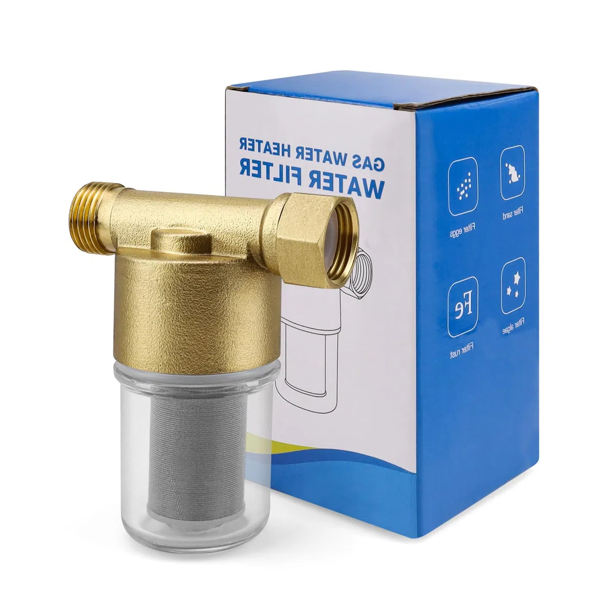 Filtre à Eau 1/2 Pouce en Cuivre Coulé, Tamis 40 μm pour Robinet, Tuyau Arrosage, Sorties D'Eau Douches, Machines à Laver, Chauffe Eau
