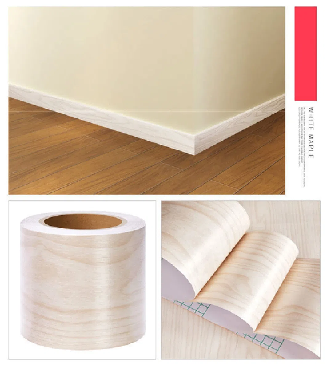 Bordure de papier peint éRable Blanc Décoration murale amovible Frise Murale Papier Peint imperméable en PVC Plinthe Autocollant 15cm X 500cm
