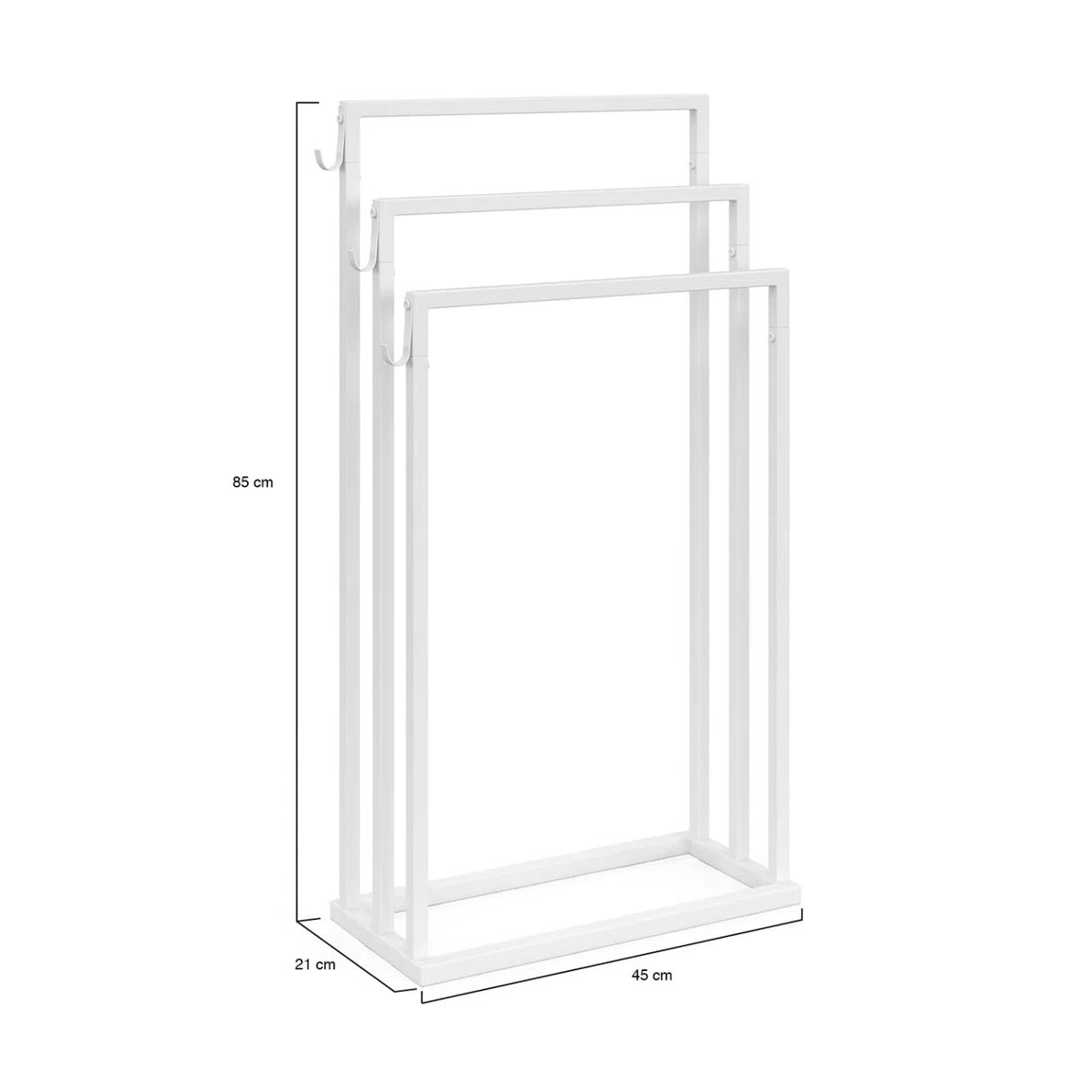 IDMarket - Porte-serviettes sur pied 3 niveaux DALLAS métal blanc design industriel