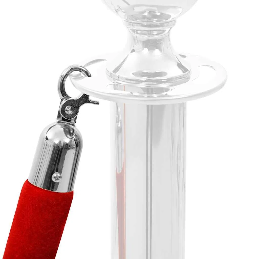 vidaXL Corde de Colonne Corde de Barrière Contrôle des Foules Evénements Hôtel Club Spectacle Extérieur Résistant Durable Rouge et Argenté Velours