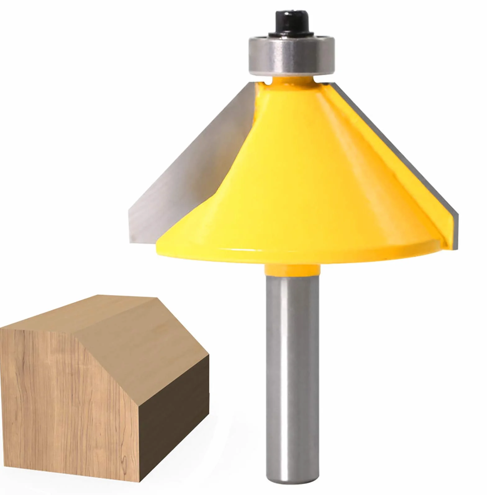 Embout de routeur de 45 degrés pour chanfrein/biseau avec arbre de 8 mm, fraise à chanfrein pour rainure, fraise à rainure pour routeur, outil de découpe du bois avec roulement à billes
