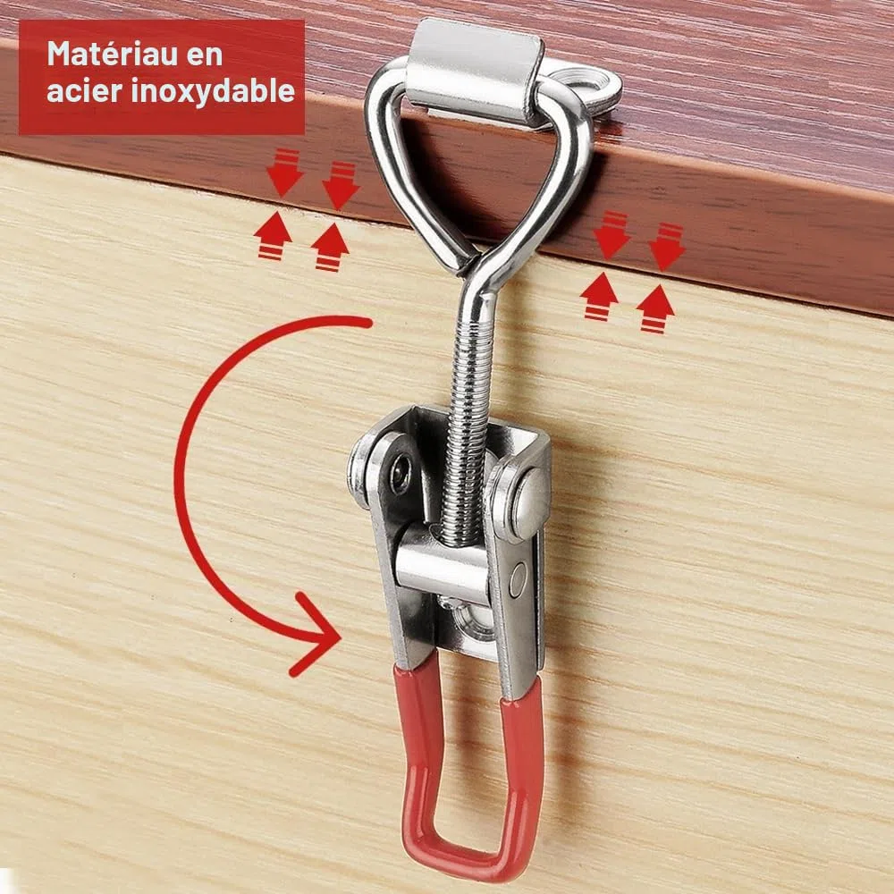 8 Pièces Loquet à Bascule Réglables Fermeture à Levier Sauterelle de Serrage Loquet à Bascule en Métal GH-4001 Pince Petit Fermeture à Bascule Latch pour Armoires, Portes, Caisses, Valises 100KG