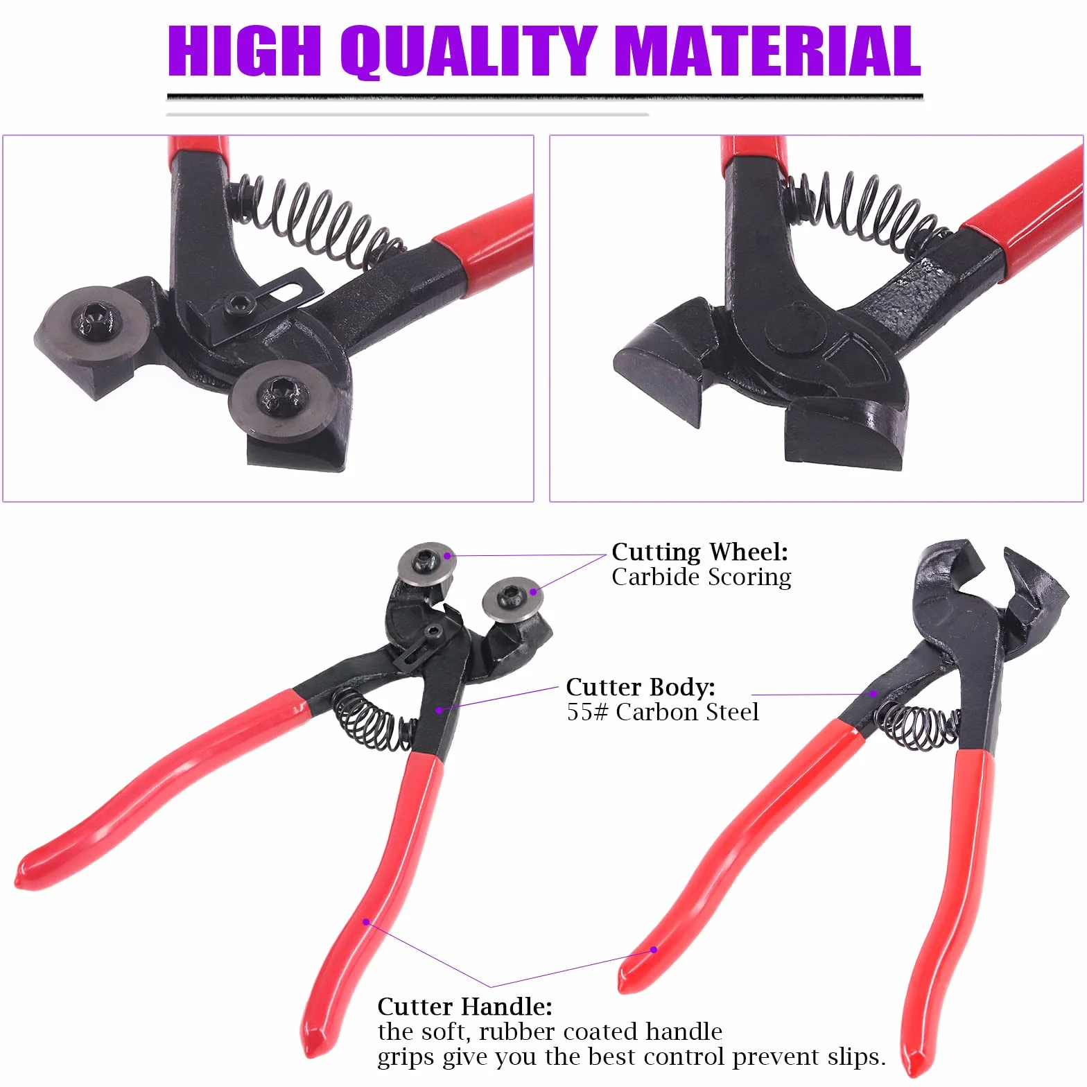 Swpeet Ensemble de 2 outils de mosaïque, comprenant une pince coupe-mosaïque en verre robuste et une pince à carrelage, en acier d'alliage durci renforcé, parfait pour le coupe-mosaïque de carrelage