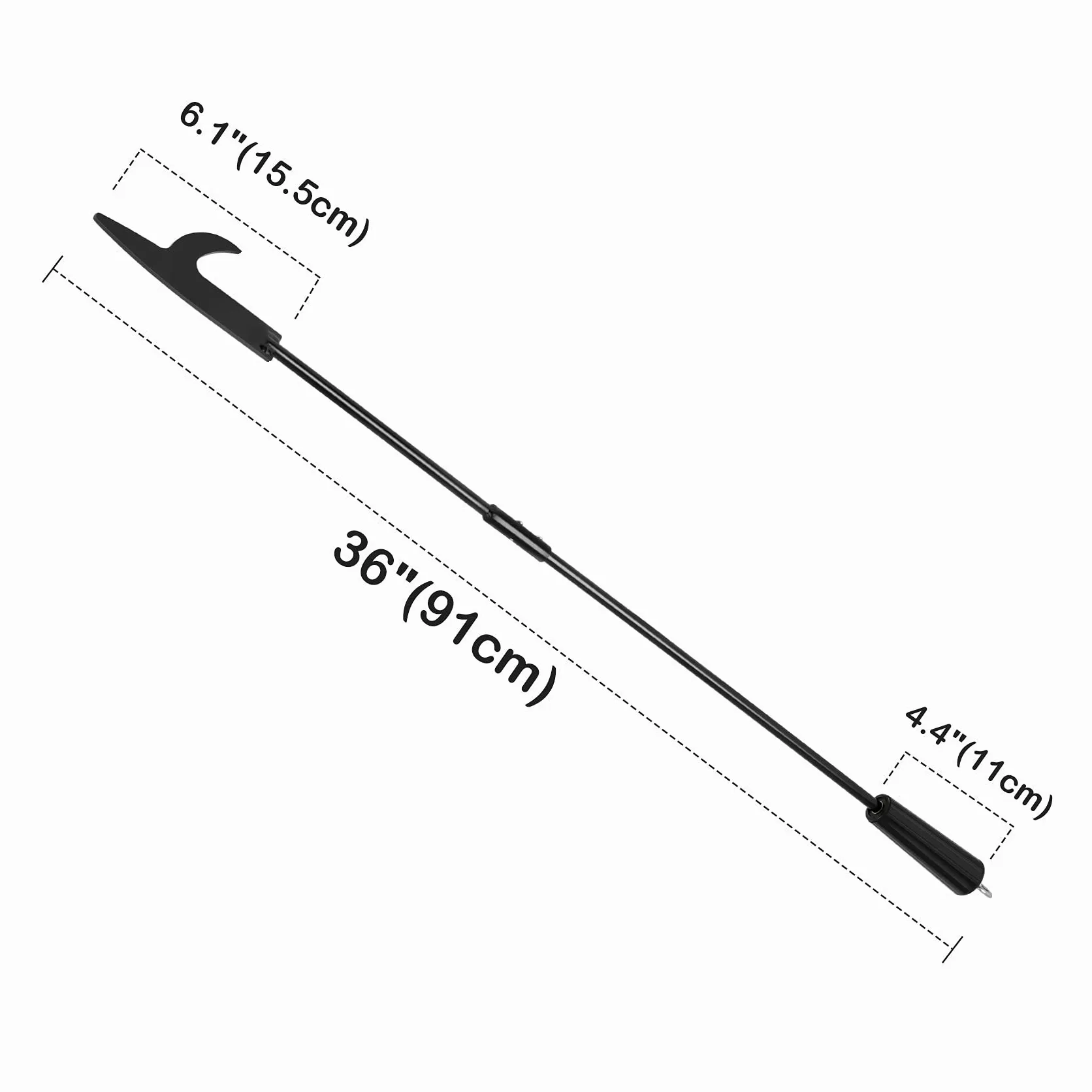 onlyfire Tisonnier de Cheminée 91 cm en Acier, Poker de Feu avec Crochet, Accessoire pour Poêle à Bois, Cheminée et Barbecue