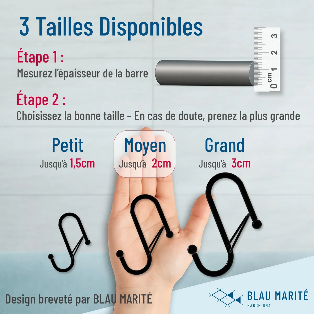 Lot de 10 Crochets en S avec Fermeture de Sécurité Anti-Chute – Crochets S Métal pour Rangement Cuisine, Salle de Bain et Armoire – Pour Barres jusqu’à 2 cm – Noir