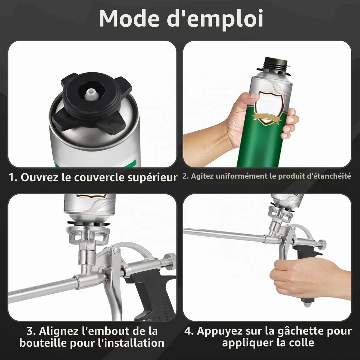 1 Pièces Pistolet Mousse Expansive avec 10 Buses, Pistolet pour Mousse Expansive, Pistolet Mousse Polyurethane, Pas Besoin de Nettoyant, pour Calfeutrage,Etanchéité, Remplissage