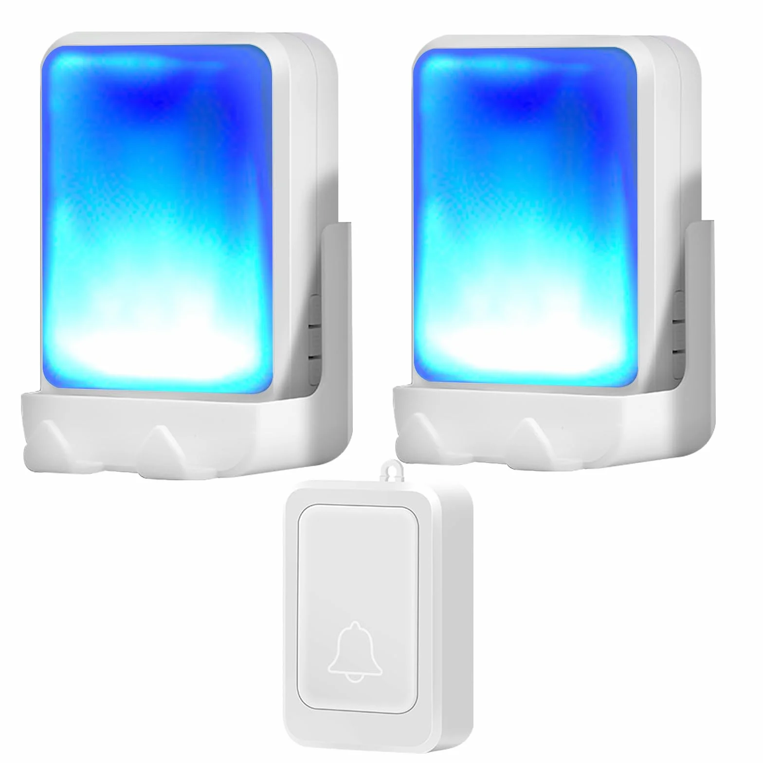 Sonnette de porte sonore avec 7 couleurs de lumière vive et 4 volumes, Sonnettes de porte sans fil 183 mètres, pour la maison/le bureau, convient aux personnes âgées, aux malentendants, 1 émetteur