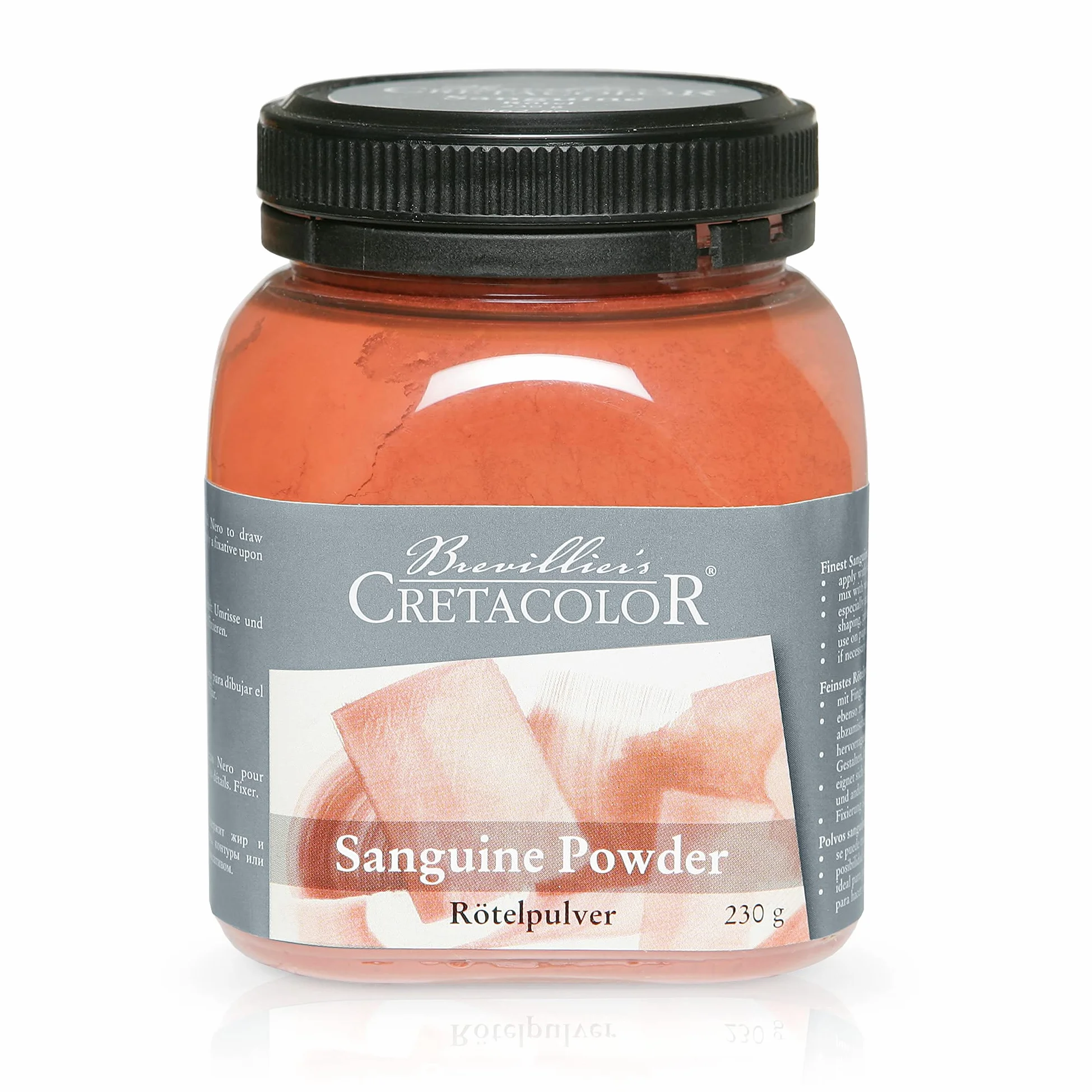 CRETACOLOR Poudre pour artistes en boîte plastique, poudre à rougir (230 g), pour dessiner sur de grandes surfaces, peut également être utilisée avec de l'eau et des crayons,