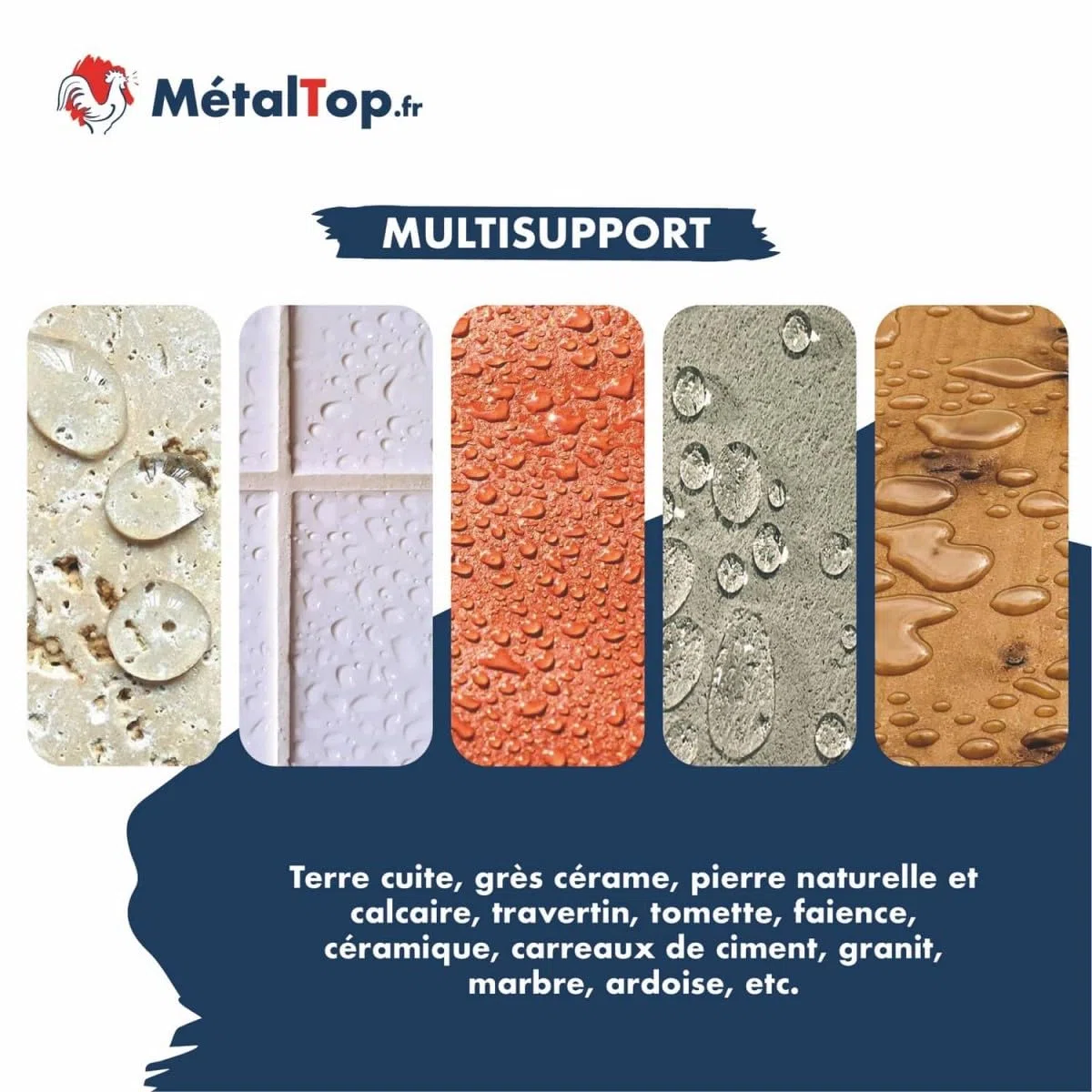 Métaltop - Hydrofuge Carrelage - 1 L - Protection invisible pour carreaux et joints poreux, idéal en intérieur comme en extérieur