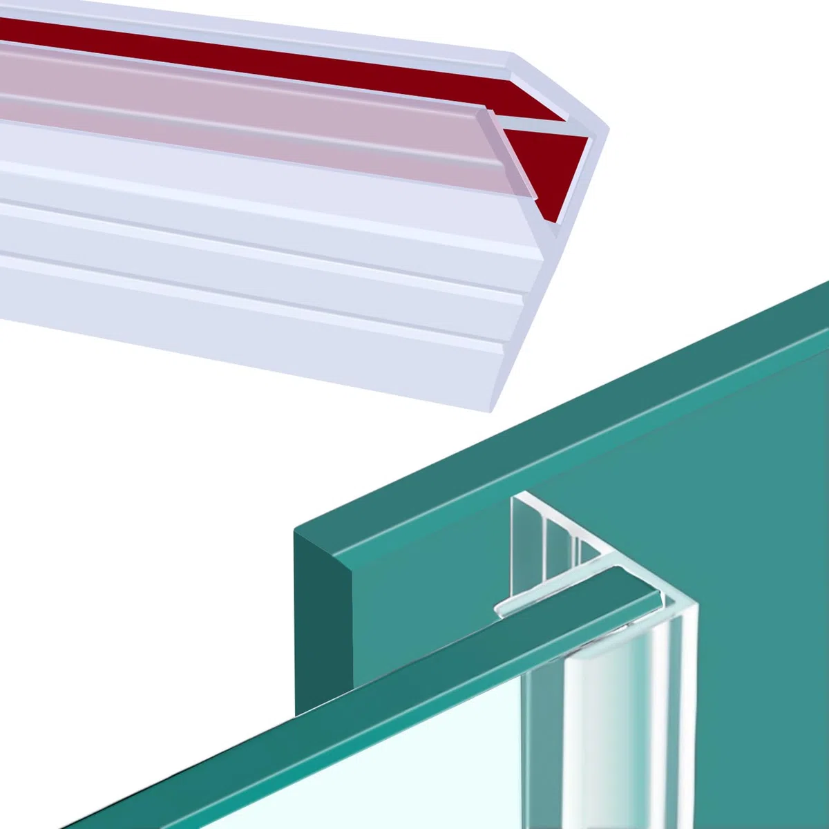 Joint Porte de Douche 8mm Joint Porte Douche Verticale Auto-adhésifjoints de Paroi de Douche pour Verre de 7 mm 8 mm D'épaisseur Transparent 200 cm (F-8mm)