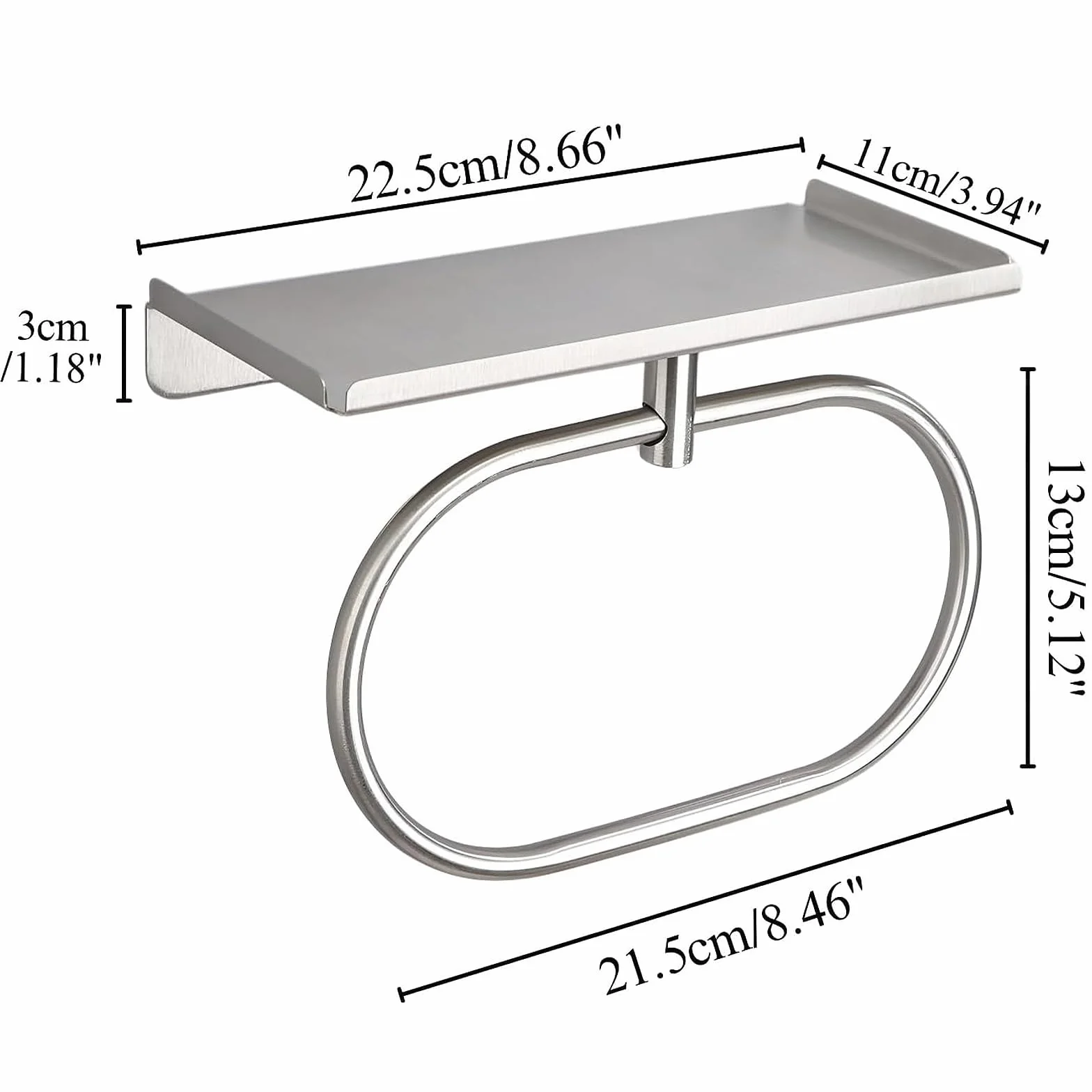 Porte Serviette Salle de Bain,Acier Inoxydable Porte Serviettes sans Perçage,Auto Adhésif Porte Serviettes Mural en INOX,Porte Serviette Murale Salle de Bain pour Cuisine,Hôtel (Argent)