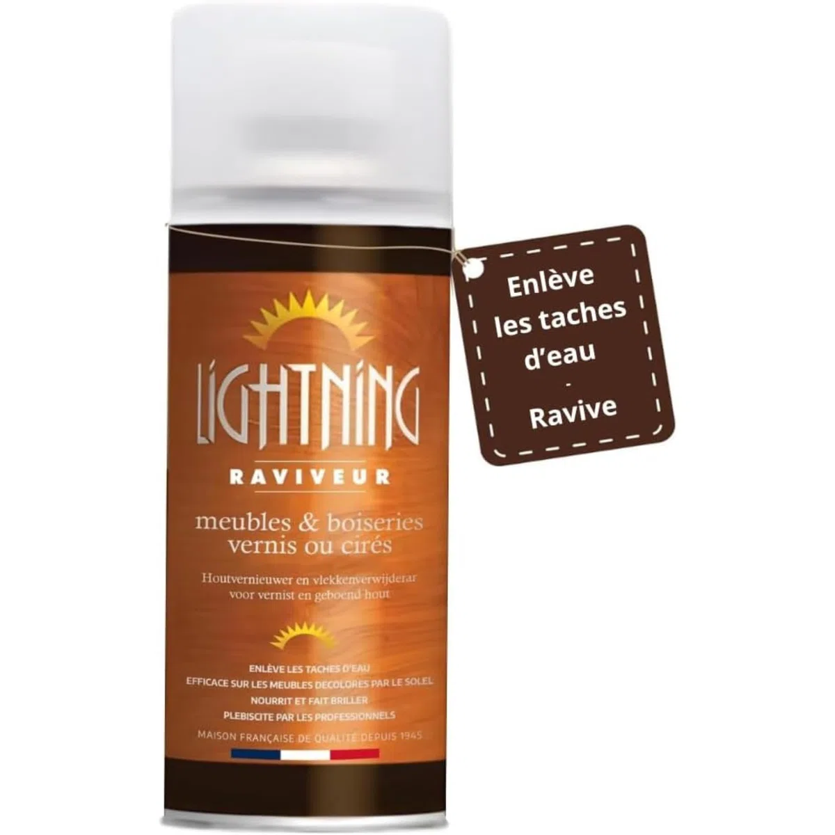 Raviveur Rénovateur Universel meubles et bois 400ML - Nettoyant Sol et bois verni ou ciré LIGHTNING (Flacon)