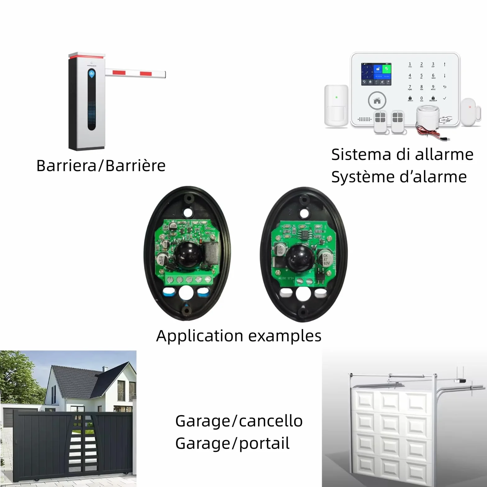 Paire de Photocellules Infrarouges 12 / 24V AC DC Universelles Capteurs Infrarouges Pour Portail Automatique Garage