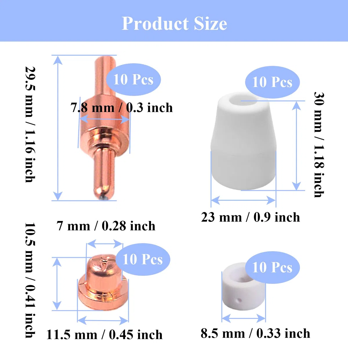 Lot de 40 Électrodes de Buse de Découpeur Plasma PT-31 Consommables pour CUT40 CUT50D CT312(Standard)