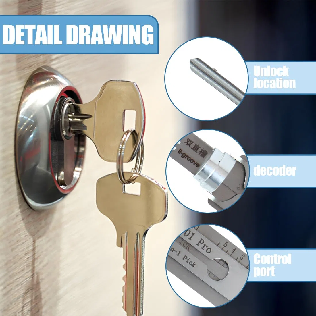 Passe partout Outil De Crochetage De Serrure Et Décodeur 2 En 1,kit De Crochetage De Serrure De Porte,lock Pick Decoder,outil Crochetage Et Décodeur Serrure,SS002 PRO