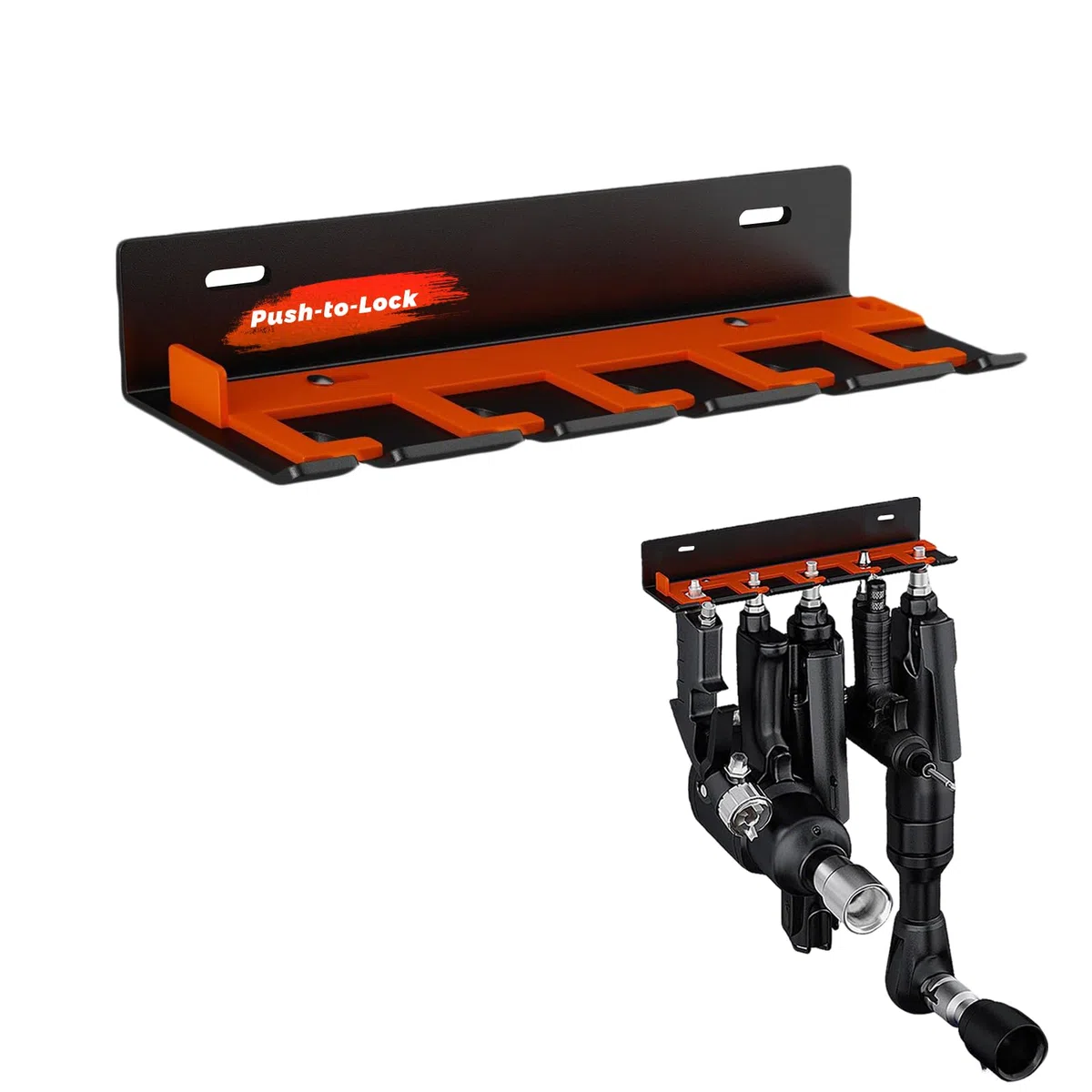 Support Outils Pneumatiques 5 Fentes,Porte-Outils Pneumatique Mural avec Verrou Coulissant,Présentoir Outils Air Comprimé,pour Garages,Ateliers,Réparation Automobile
