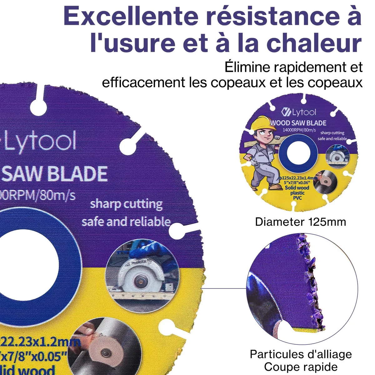 Lytool Disque à Tronçonner pour Bois 125 mm Lame de Scie Circulaire, Ø115x22.23x1.2mm pour Couper Bois, Disque pour Meuleuse d'Angle, Pour Découpe de Planches en Pin