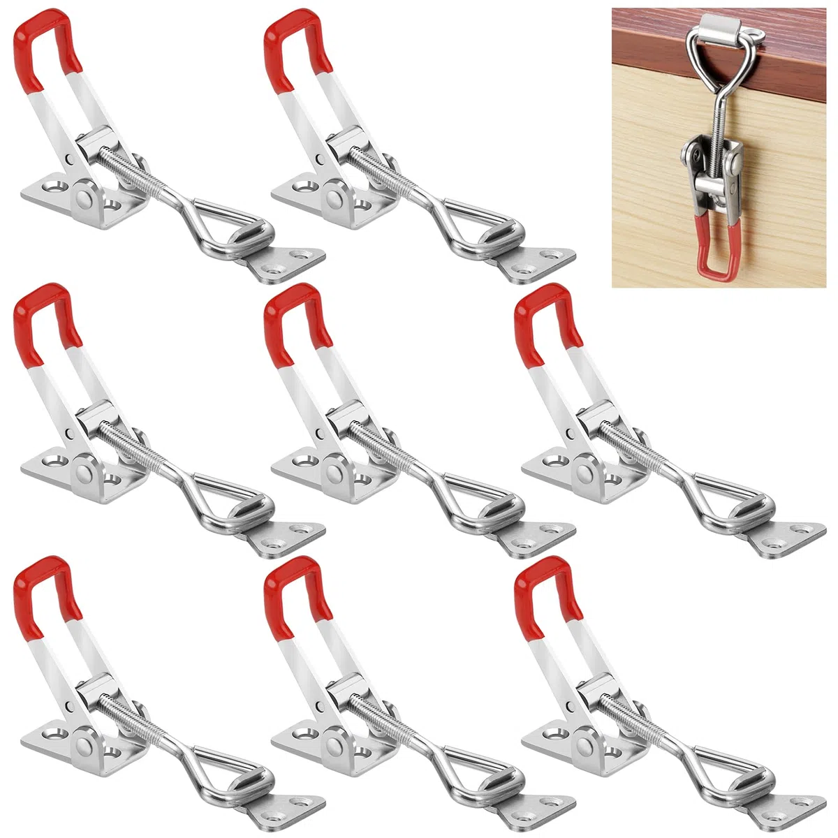 8 Pièces Loquet à Bascule Réglables Fermeture à Levier Sauterelle de Serrage Loquet à Bascule en Métal GH-4001 Pince Petit Fermeture à Bascule Latch pour Armoires, Portes, Caisses, Valises 100KG